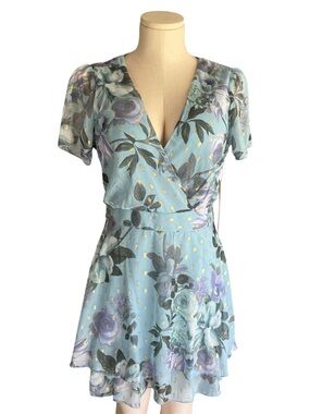 Honey and Rosie Pale Blue Dress with Gold Embellishment